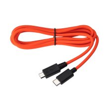 Cable USB de Jabra, modelo 14208-27, con longitud de 1.5 metros, conectores USB Tipo C y Micro-USB B en color Naranja.