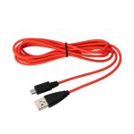 Cable USB Jabra de 2 metros con conectores USB A y Micro-USB B en color naranja. SKU 14208-30.
