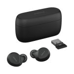 Auriculares true wireless stereo (TWS) Jabra Evolve2 Buds negros, diseñados para llamadas y música, con conectividad Bluetooth. SKU: 20797-989-989