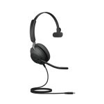 Auriculares Jabra Evolve2 40, con conexión alámbrica USB tipo C, diseño de diadema para oficina y centros de llamadas, color negro, SKU 24089-899-899