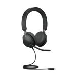 Jabra Evolve2 40, auriculares alámbricos negros con diadema para oficina, centro de llamadas, con USB Tipo C y Bluetooth. SKU: 24089-999-899