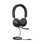 Auriculares Jabra Evolve2 40 SE, diadema alámbrico, para llamadas y música, color negro, con conector USB Tipo C SKU 24189-989-889