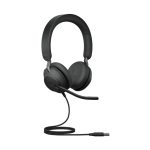 Auriculares Jabra Evolve2 40 SE alámbricos con diadema, ideales para llamadas y música, conexión USB tipo A, color negro. SKU 24189-999-999