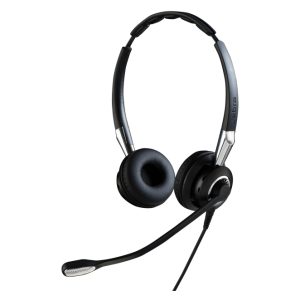 Auriculares alámbricos Jabra BIZ 2400 II con diadema negra, ideales para oficina o centro de llamadas. SKU 2489-820-209