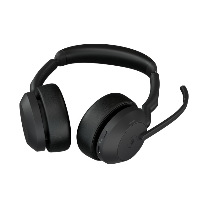 Jabra Evolve2 55 Auriculares Inalámbrico y alámbrico Diadema Oficina/Centro de llamadas Bluetooth Base de carga Negro 3 Persona usando Jabra Evolve2 55 Auriculares en una oficina