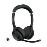 Jabra Evolve2 55, auriculares inalámbricos tipo diadema para oficina y centro de llamadas, Bluetooth, color negro, SKU 25599-999-899
