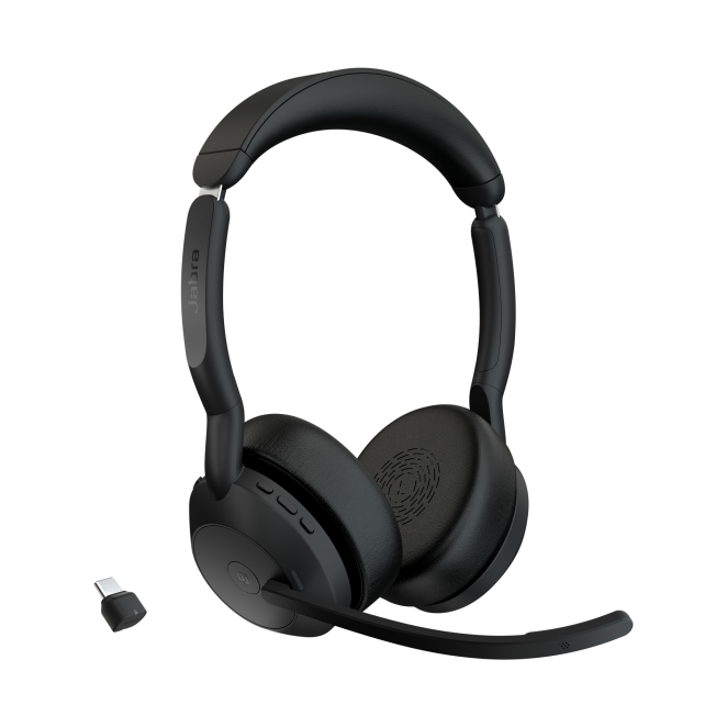 Jabra 25599 999 899 Jabra Evolve2 55, auriculares inalámbricos tipo diadema para oficina y centro de llamadas, Bluetooth, color negro, SKU 25599-999-899