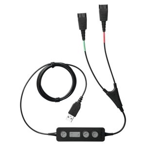 Cable de audio Jabra modelo 265-09, conexión USB 2.0 y 2x QD en color negro