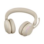 Auriculares inalámbricos diadema Jabra Evolve2 65 en color beige con conectividad USB Tipo C y Bluetooth, ideales para oficina o centro de llamadas, SKU 26599-999-898
