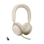Jabra Evolve2 75 auriculares inalámbricos de diadema para oficina y centro de llamadas en color beige con Bluetooth, SKU 27599-989-998