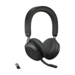 Jabra Evolve2 75 auriculares inalámbricos con diadema, ideales para oficina y centro de llamadas. Bluetooth, color negro. SKU 27599-999-999.