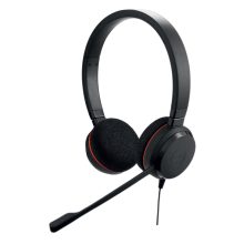 Auriculares alámbricos Jabra Evolve 20, diadema para oficina o centro de llamadas, conectividad USB Type-C y USB Type-A, color negro. SKU 4999-823-169.