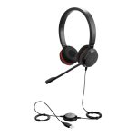 Auriculares alámbricos Jabra Evolve 20 con diadema para oficina o centro de llamadas, conectividad USB tipo A, en color negro. SKU 4999-829-409.