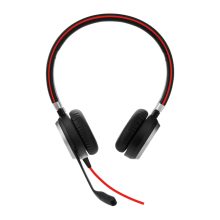 Auriculares Jabra Evolve 40, alámbricos con diadema cómoda, ideales para oficina o centro de llamadas, en color negro. SKU: 6399-823-109