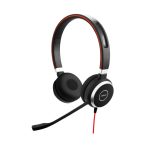 Auriculares Jabra Evolve 40 con diadema para oficina o centro de llamadas, conexión USB Tipo C, Bluetooth y color negro. SKU: 6399-829-289