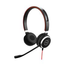 Auriculares Jabra Evolve 40 con diadema para oficina o centro de llamadas, conexión USB Tipo C, Bluetooth y color negro. SKU: 6399-829-289