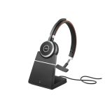 Auriculares inalámbricos y alámbricos Jabra Evolve 65 SE con Bluetooth, MicroUSB y base de carga en color negro. SKU: 6593-833-399