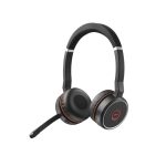 Jabra Evolve 75 auriculares inalámbricos y alámbricos con diadema, ideales para oficina o centro de llamadas, color negro y rojo, con MicroUSB y Bluetooth, SKU 7599-832-109