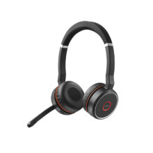 Jabra Evolve 75 auriculares inalámbricos y alámbricos con diadema, ideales para oficina o centro de llamadas, color negro y rojo, con MicroUSB y Bluetooth, SKU 7599-832-109