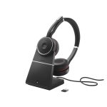 Jabra Evolve 75 SE auriculares inalámbricos y alámbricos de diadema, ideales para llamadas y música, con Bluetooth y base de carga. SKU: 7599-848-199