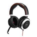 Auriculares Jabra Evolve 80 alámbricos con diadema, USB Tipo C, Bluetooth y diseño en negro. SKU: 7899-829-289