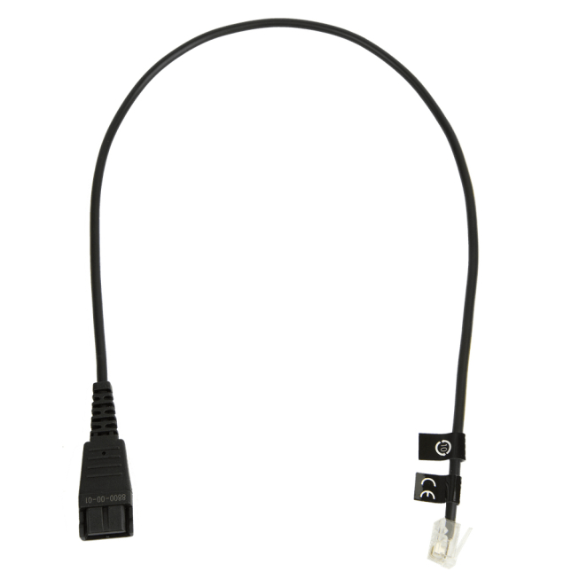 Jabra cable telefónico 0.5 m negro para auriculares Imagen del Jabra 8800-00-01, un cable telefónico negro de 0.5 metros, SKU 8800-00-01, diseñado para auriculares y cascos.
