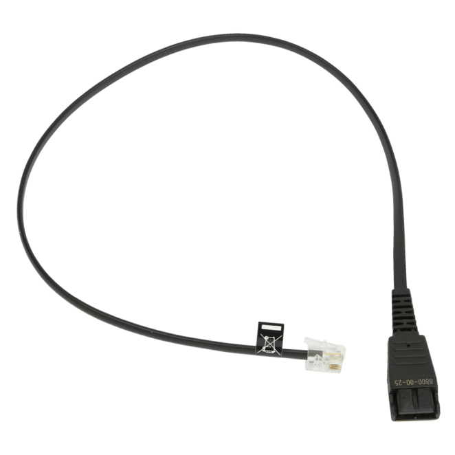 Jabra cable telefónico 0,5 m negro adaptable Jabra cable telefónico negro de 0,5 metros, modelo 8800-00-25, ideal para conexión de auriculares