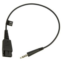 El cambiador de género para cable Quick Disconnect (QD) de 3.5 mm en color negro Jabra, SKU 8800-00-99, ideal para conexiones seguras y eficientes.