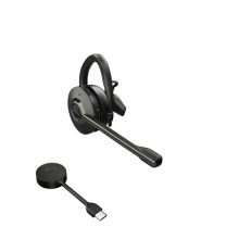 Auriculares Inalámbricos Jabra Engage 55 con gancho de oreja para oficina y centro de llamadas. Color negro y titanio. SKU: 9555-430-111.