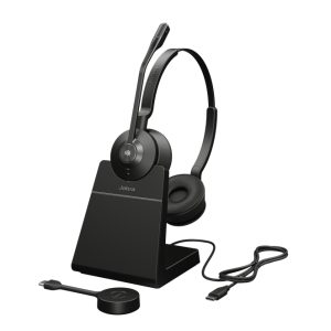 Auriculares Inalámbricos Jabra Engage 55 de diadema en color negro y titanio, ideales para oficina o centro de llamadas, SKU 9559-475-111
