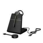 Auriculares inalámbricos Jabra Engage 55 SE con gancho de oreja en color negro, ideales para oficina en casa o automóvil. SKU 9655-475-111