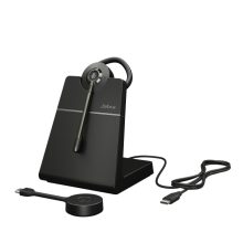 Auriculares inalámbricos Jabra Engage 55 SE con gancho de oreja en color negro, ideales para oficina en casa o automóvil. SKU 9655-475-111
