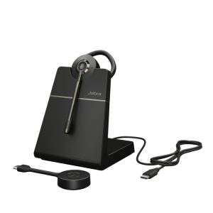 Auriculares inalámbricos Jabra Engage 55 SE con gancho de oreja en color negro, ideales para oficina en casa o automóvil. SKU 9655-475-111
