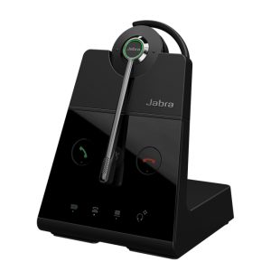 Jabra Engage 65 SE auriculares inalámbricos negros con gancho de oreja y diadema para oficina o centro de llamadas. SKU: 9655-553-111