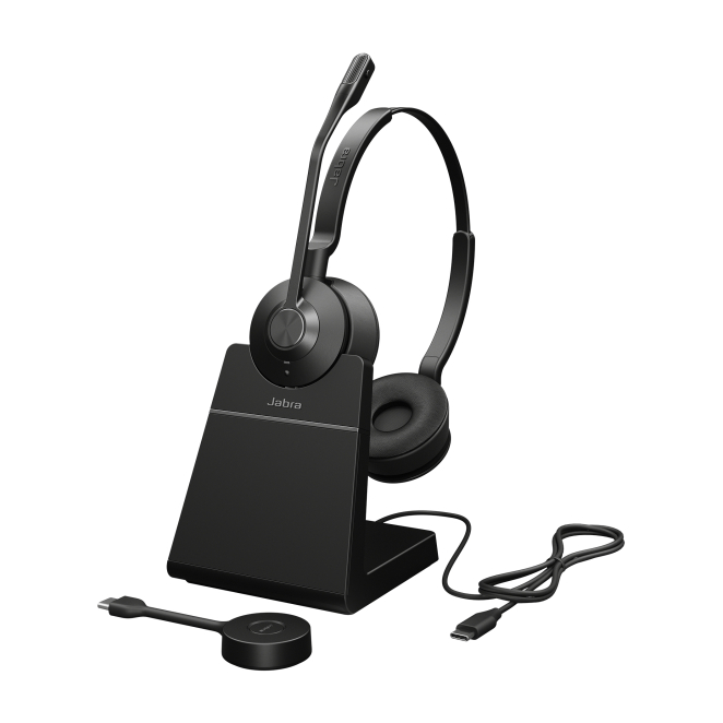 Jabra Engage 55 SE Diadema Inalámbrica para Oficina con Micrófono Auriculares inalámbricos Jabra Engage 55 SE, diadema para oficina y centro de llamadas en color negro, SKU 9659-435-111