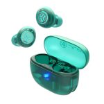 JLab Go Pop ANC auriculares TWS, Bluetooth, color verde azulado y transparente, aptos para llamadas y música, IEUEBGOANCRTRATEL124