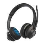 Auriculares inalámbricos y alámbricos JLab Go Work para llamadas y música, USB Tipo C, Bluetooth, color negro y azul. SKU: IEUHBGOWORKRBLK4