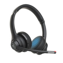 Auriculares inalámbricos y alámbricos JLab Go Work para llamadas y música, USB Tipo C, Bluetooth, color negro y azul. SKU: IEUHBGOWORKRBLK4