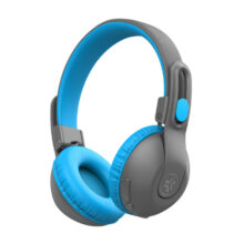Auriculares JLab JBuddies Studio 2 con conexión inalámbrica y alámbrica, diadema ajustable, USB Tipo C y Bluetooth en colores azul y gris. SKU: IEUHBKSTU2RGRYBLU122