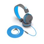 Auriculares JLab JBuddies Studio para niños, alámbricos, con diadema, ideales para música, color azul y grafito. SKU IEUHJKSTUDIORGRYBLU6
