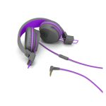 Auriculares y casco JLab IEUHJKSTUDIORGRYPRP6 con diadema alámbrica para escuchar música en colores azul, grafito y púrpura.