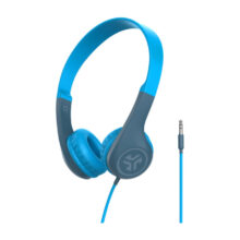 Auriculares alámbricos JLab JBuddies Pop con diadema ajustable y diseño azul, ideales para música y uso diario. SKU: IEUHKJPOPRBLU122