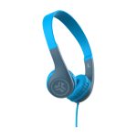 Auriculares alámbricos JLab JBuddies Pop con diadema ajustable y diseño azul, ideales para música y uso diario. SKU: IEUHKJPOPRBLU122
