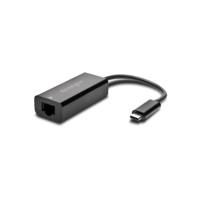 Kensington Adaptador de USB-C a Ethernet con Alta Velocidad Adaptador Kensington CA1100E de USB-C a Ethernet, modelo K33475WW, ideal para conexiones rápidas y seguras