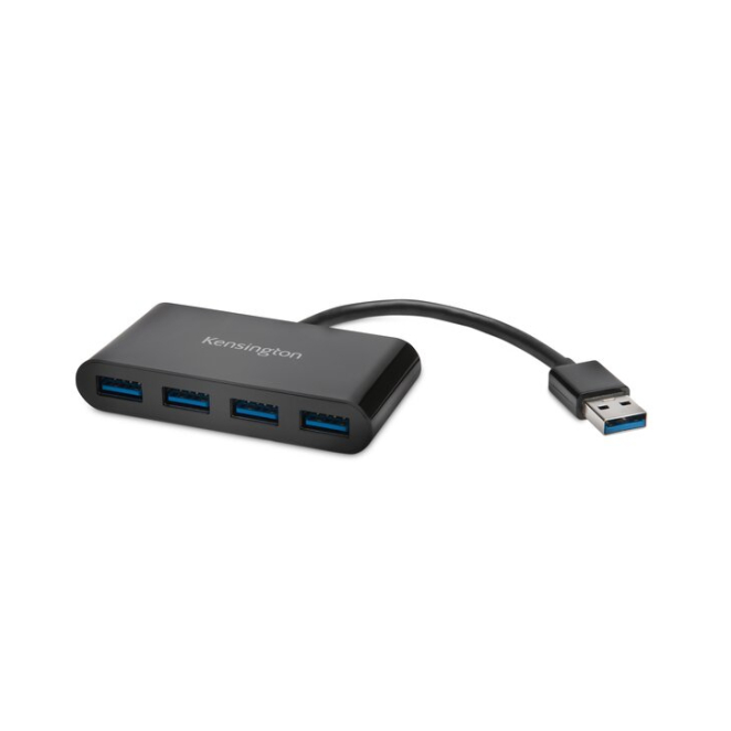 Kensington Hub USB 3.0 de cuatro puertos UH4000: negro 5 Kensington Hub USB 3.0 de cuatro puertos UH4000: negro en paquete