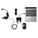 Imagen del Kensington Hub USB 3.0 de cuatro puertos, modelo UH4000, en color negro. SKU: K39121EU