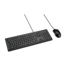 Kit de teclado y ratón con cable Kensington KM100, modelo K75452ES, ideal para tareas diarias con conexión confiable y diseño ergonómico.