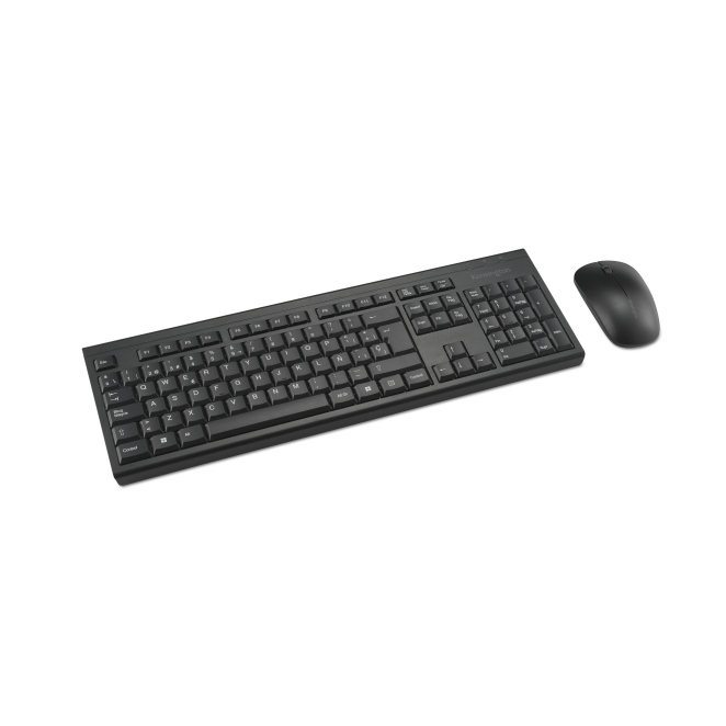 Kensington conjunto teclado y ratón inalámbricos con diseño ergonómico Conjunto de teclado y ratón inalámbricos Kensington KM150 EQ para sobremesa, modelo K75562ES. Ideal para una experiencia de escritura y navegación cómoda