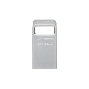 Unidad flash USB Kingston Technology DataTraveler con 256GB de almacenamiento, velocidad de transferencia de 200MB/s y diseño metálico. SKU: DTMC3G2/256GB