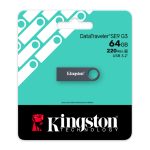 Memoria USB Kingston Technology DataTraveler de 64 GB con interfaz SE9 G3 y acabado en níquel oscuro, SKU: KE-U2X64-1AC